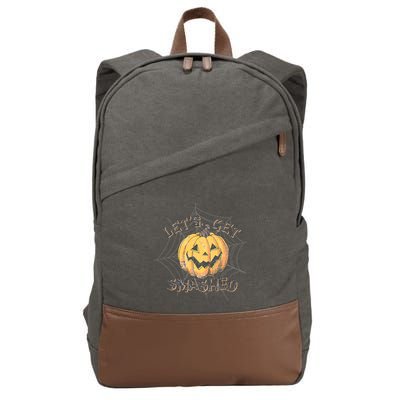 Lets Get Smashed Halloween Pumpkin Spooky Vibes Autumn Cute Gift Cotton Canvas Backpack