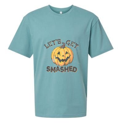 Lets Get Smashed Halloween Pumpkin Spooky Vibes Autumn Cute Gift Sueded Cloud Jersey T-Shirt