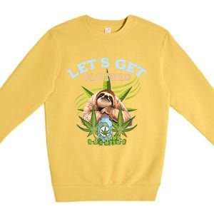 LetS Get Slothed Funny Weed Smoking Cannabis Marijuana 420 Premium Crewneck Sweatshirt