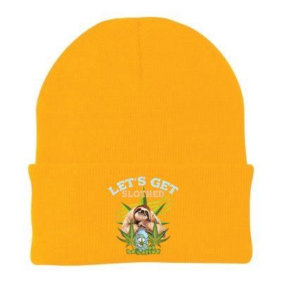 LetS Get Slothed Funny Weed Smoking Cannabis Marijuana 420 Knit Cap Winter Beanie