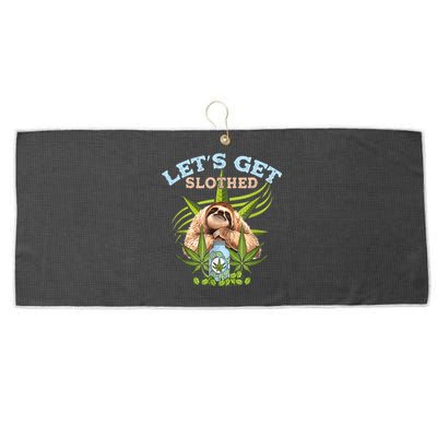 LetS Get Slothed Funny Weed Smoking Cannabis Marijuana 420 Large Microfiber Waffle Golf Towel