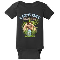 LetS Get Slothed Funny Weed Smoking Cannabis Marijuana 420 Baby Bodysuit