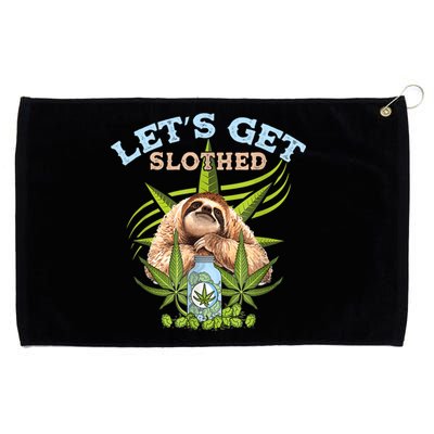 LetS Get Slothed Funny Weed Smoking Cannabis Marijuana 420 Grommeted Golf Towel