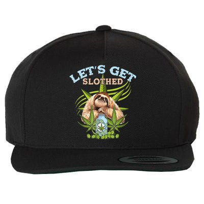 LetS Get Slothed Funny Weed Smoking Cannabis Marijuana 420 Wool Snapback Cap