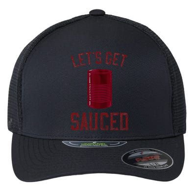 Let's Get Sauced Funny Cranberry Sauce Thanksgiving Food  Flexfit Unipanel Trucker Cap