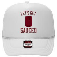 Let's Get Sauced Funny Cranberry Sauce Thanksgiving Food  High Crown Mesh Back Trucker Hat