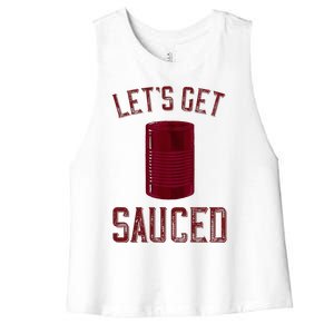 Let's Get Sauced Funny Cranberry Sauce Thanksgiving Food  Women's Racerback Cropped Tank