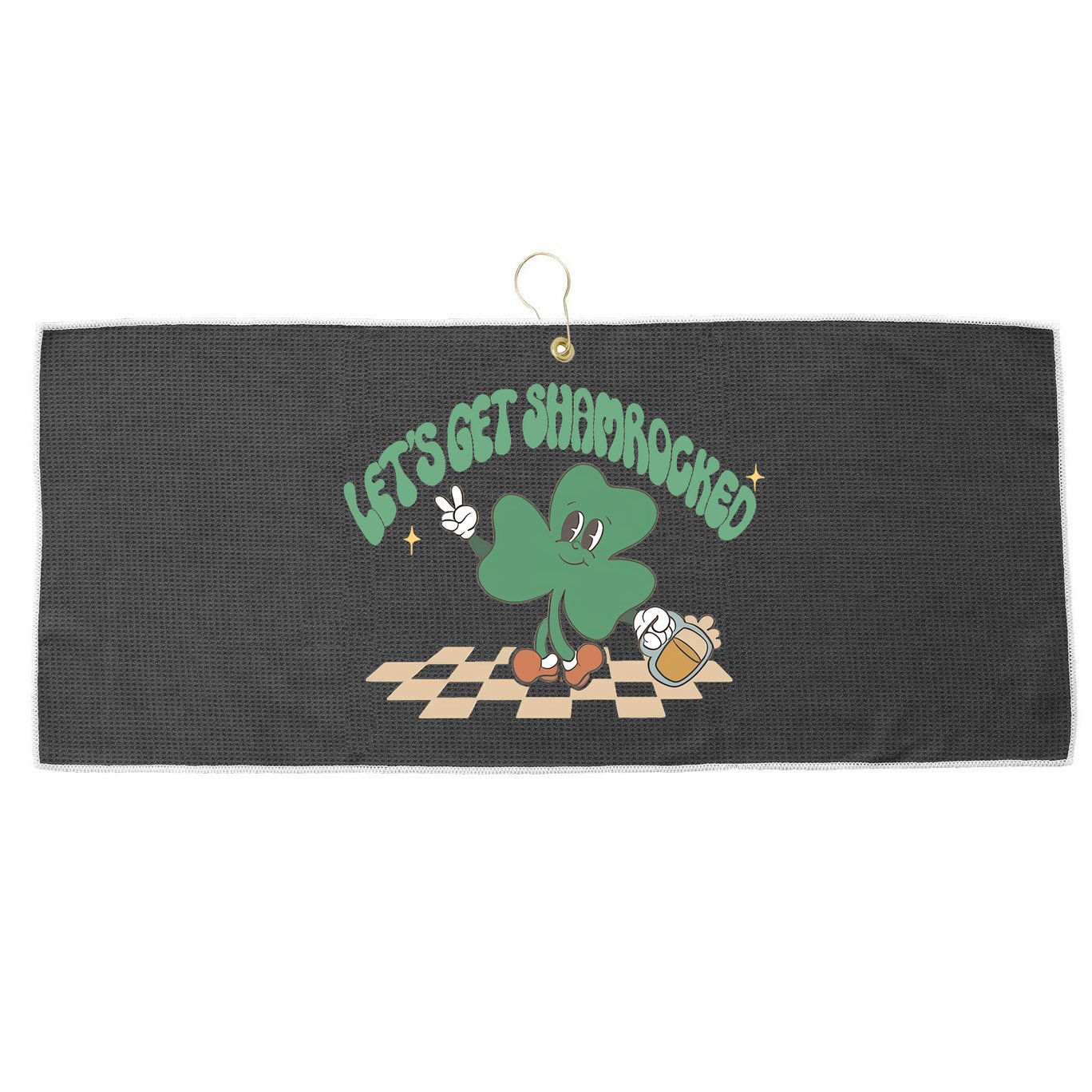 Let's Get Shamrocked Large Microfiber Waffle Golf Towel