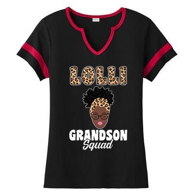 Lolli Grandson Squad Grandma Gift Ladies Halftime Notch Neck Tee