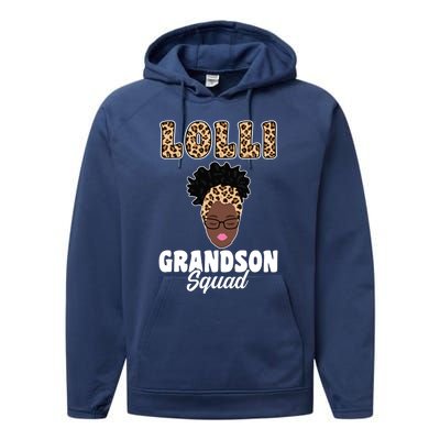 Lolli Grandson Squad Grandma Gift Performance Fleece Hoodie