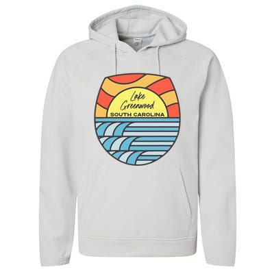 Lake Greenwood South Carolina Sc Sunset Vacation Souvenir Performance Fleece Hoodie