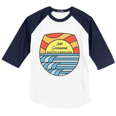 Lake Greenwood South Carolina Sc Sunset Vacation Souvenir Baseball Sleeve Shirt