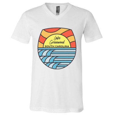 Lake Greenwood South Carolina Sc Sunset Vacation Souvenir V-Neck T-Shirt