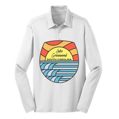 Lake Greenwood South Carolina Sc Sunset Vacation Souvenir Silk Touch Performance Long Sleeve Polo