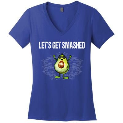 LetS Get Smashed Funny Avocado Guacamole Keto Meaningful Gift Women's V-Neck T-Shirt