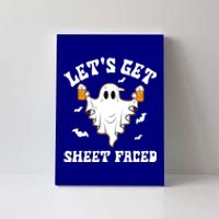 LetS Get Sheet Faced Funny Ghost Halloween Beer Drinking Canvas