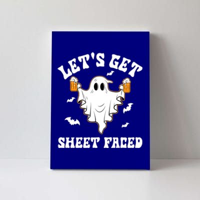 LetS Get Sheet Faced Funny Ghost Halloween Beer Drinking Canvas