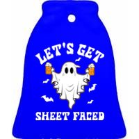 LetS Get Sheet Faced Funny Ghost Halloween Beer Drinking Ceramic Bell Ornament