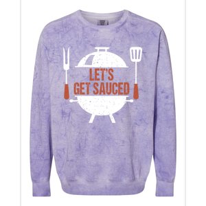 Let's Get Sauced Bbq Grill Barbecue Gift Colorblast Crewneck Sweatshirt