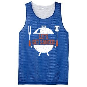 Let's Get Sauced Bbq Grill Barbecue Gift Mesh Reversible Basketball Jersey Tank