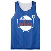 Let's Get Sauced Bbq Grill Barbecue Gift Mesh Reversible Basketball Jersey Tank