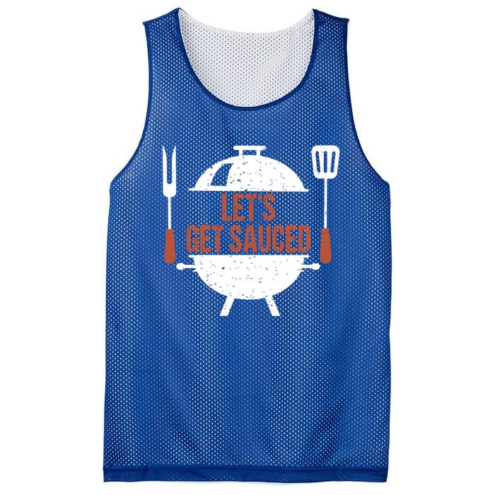 Let's Get Sauced Bbq Grill Barbecue Gift Mesh Reversible Basketball Jersey Tank