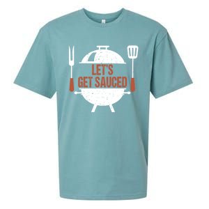 Let's Get Sauced Bbq Grill Barbecue Gift Sueded Cloud Jersey T-Shirt