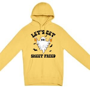 LetS Get Sheet Faced Funny Ghost Halloween Beer Drinking Premium Pullover Hoodie