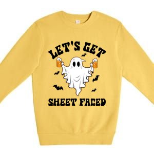 LetS Get Sheet Faced Funny Ghost Halloween Beer Drinking Premium Crewneck Sweatshirt