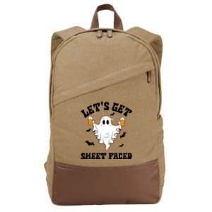 LetS Get Sheet Faced Funny Ghost Halloween Beer Drinking Cotton Canvas Backpack