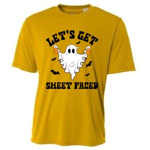 LetS Get Sheet Faced Funny Ghost Halloween Beer Drinking Cooling Performance Crew T-Shirt