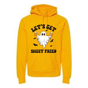 LetS Get Sheet Faced Funny Ghost Halloween Beer Drinking Premium Hoodie