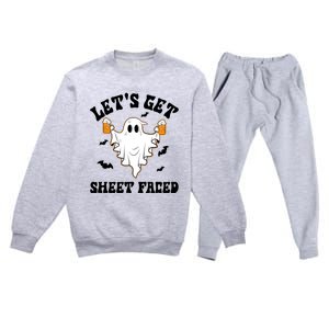 LetS Get Sheet Faced Funny Ghost Halloween Beer Drinking Premium Crewneck Sweatsuit Set