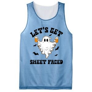 LetS Get Sheet Faced Funny Ghost Halloween Beer Drinking Mesh Reversible Basketball Jersey Tank