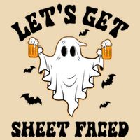 LetS Get Sheet Faced Funny Ghost Halloween Beer Drinking Drawstring Bag