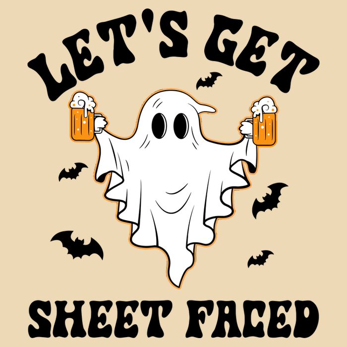 LetS Get Sheet Faced Funny Ghost Halloween Beer Drinking Drawstring Bag