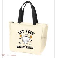 LetS Get Sheet Faced Funny Ghost Halloween Beer Drinking Zip Tote Bag