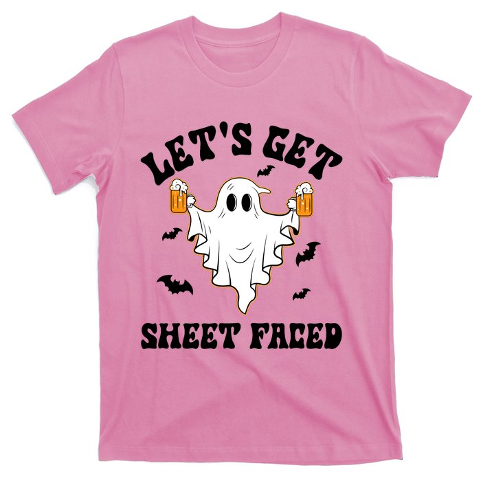 LetS Get Sheet Faced Funny Ghost Halloween Beer Drinking T-Shirt