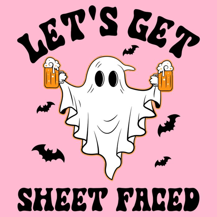 LetS Get Sheet Faced Funny Ghost Halloween Beer Drinking Button