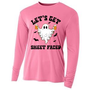 LetS Get Sheet Faced Funny Ghost Halloween Beer Drinking Cooling Performance Long Sleeve Crew