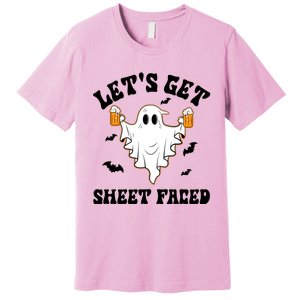 LetS Get Sheet Faced Funny Ghost Halloween Beer Drinking Premium T-Shirt