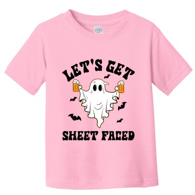 LetS Get Sheet Faced Funny Ghost Halloween Beer Drinking Toddler T-Shirt