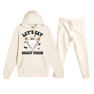 LetS Get Sheet Faced Funny Ghost Halloween Beer Drinking Premium Hooded Sweatsuit Set