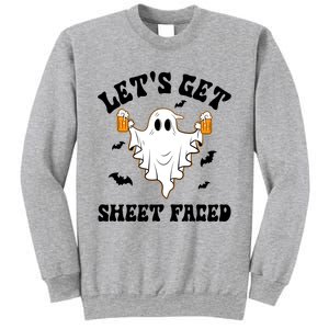 LetS Get Sheet Faced Funny Ghost Halloween Beer Drinking Sweatshirt