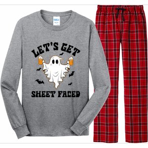 LetS Get Sheet Faced Funny Ghost Halloween Beer Drinking Long Sleeve Pajama Set