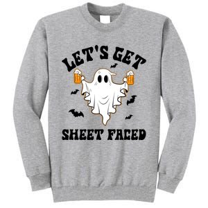 LetS Get Sheet Faced Funny Ghost Halloween Beer Drinking Tall Sweatshirt