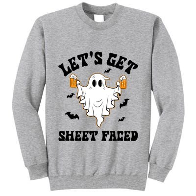 LetS Get Sheet Faced Funny Ghost Halloween Beer Drinking Tall Sweatshirt