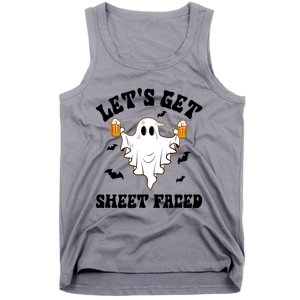 LetS Get Sheet Faced Funny Ghost Halloween Beer Drinking Tank Top