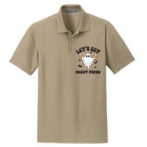 LetS Get Sheet Faced Funny Ghost Halloween Beer Drinking Dry Zone Grid Polo