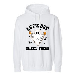 LetS Get Sheet Faced Funny Ghost Halloween Beer Drinking Garment-Dyed Fleece Hoodie